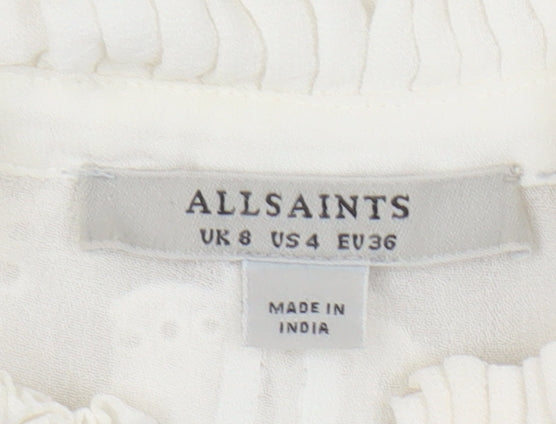 AllSaints Women's Ivory Ruffle Lace Blouse Size 8