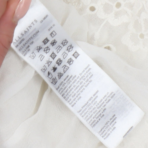 AllSaints Women's Ivory Ruffle Lace Blouse Size 8