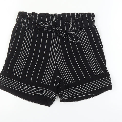 Jigsaw Women's Black Striped Paperbag Shorts S