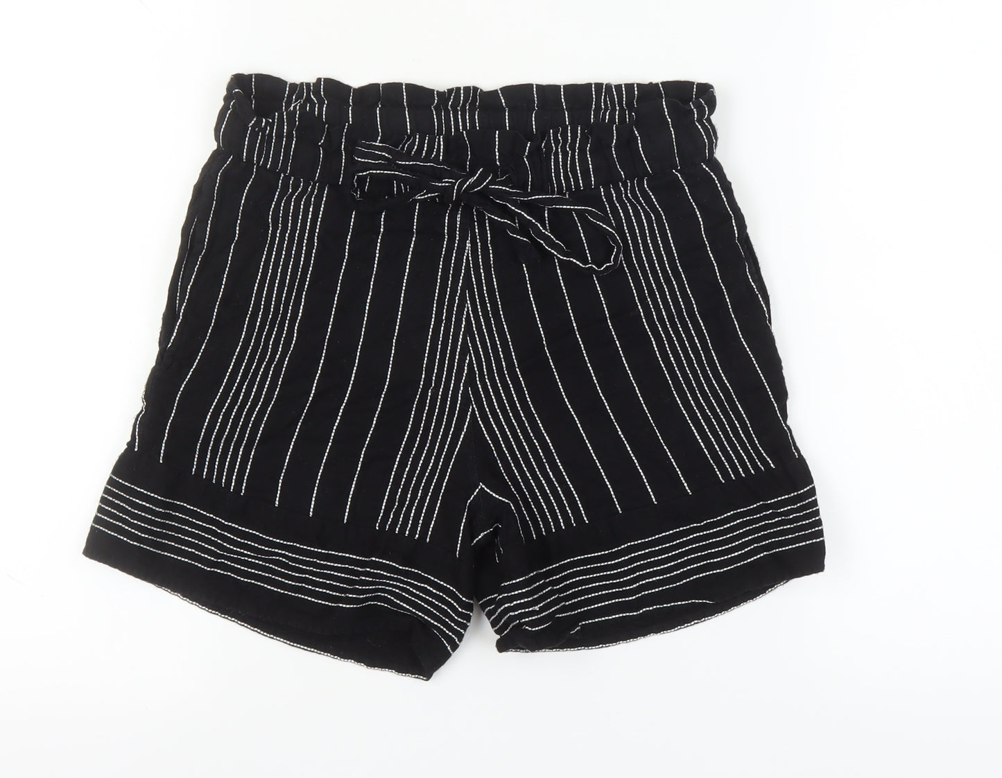 Jigsaw Women's Black Striped Paperbag Shorts S