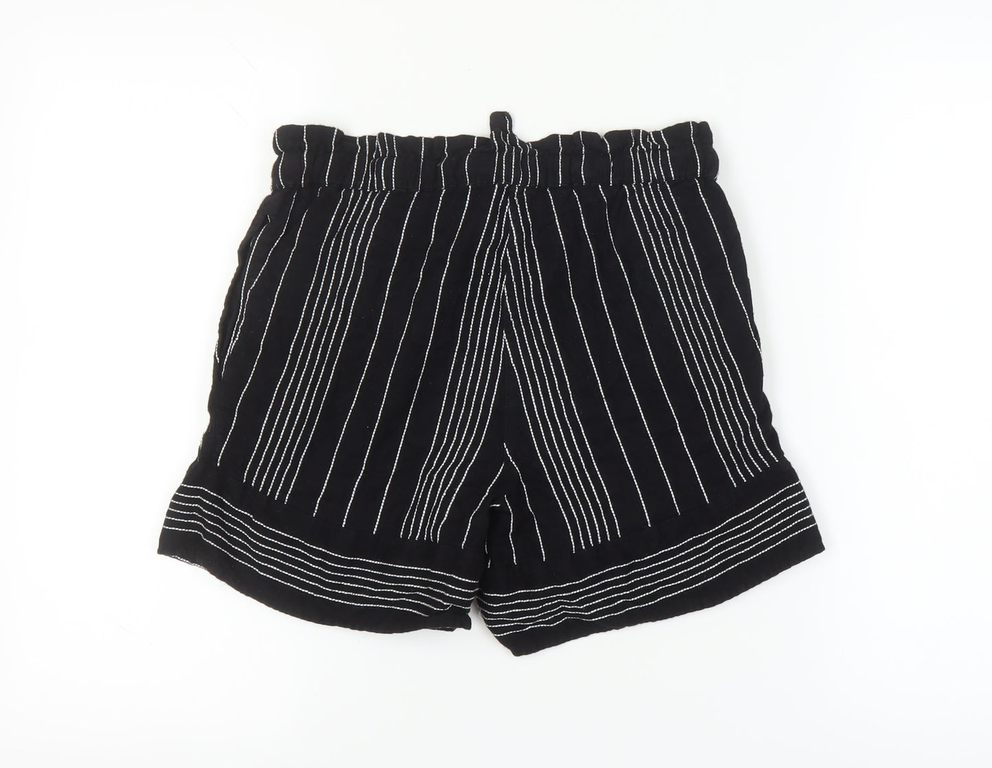 Jigsaw Women's Black Striped Paperbag Shorts S