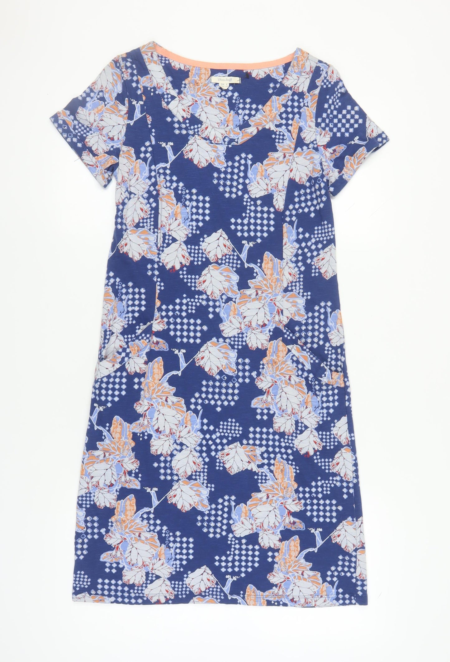 White Stuff Women's Blue Floral T-Shirt Dress UK 8