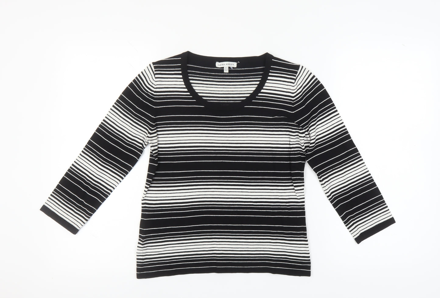 Laura Ashley Women's Black Striped Pullover Jumper Size 12