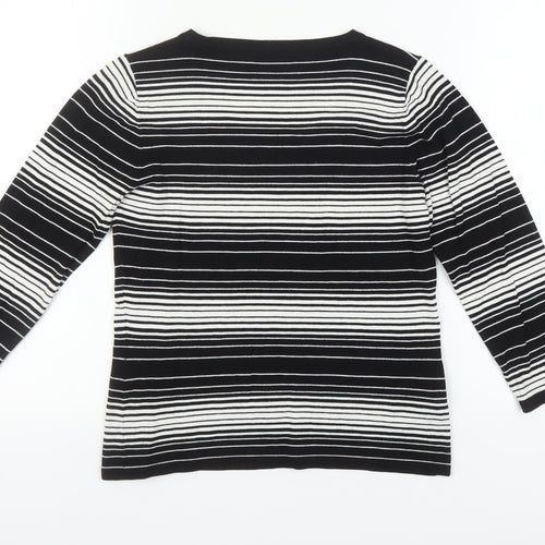 Laura Ashley Women's Black Striped Pullover Jumper Size 12