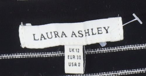 Laura Ashley Women's Black Striped Pullover Jumper Size 12