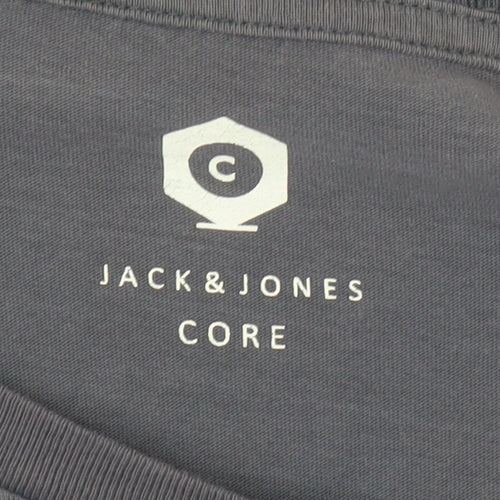 Jack & Jones Men's Grey T-Shirt, L, Short Sleeve