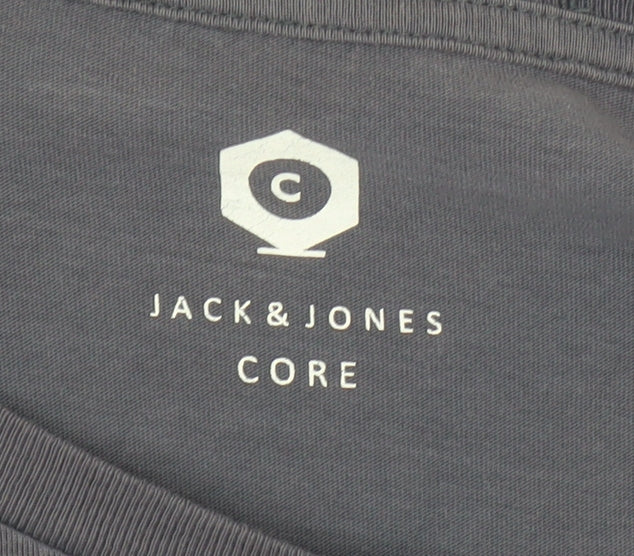 Jack & Jones Men's Grey T-Shirt, L, Short Sleeve