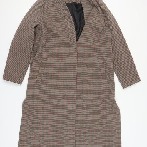 Marks and Spencer Women's Brown Long Check Coat Size 14