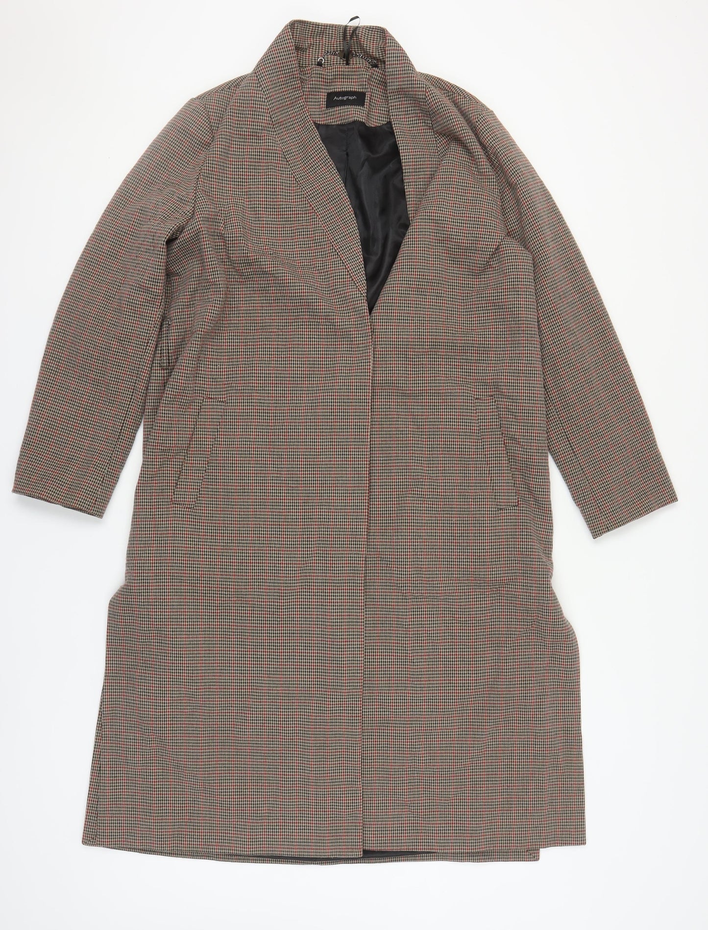 Marks and Spencer Women's Brown Long Check Coat Size 14