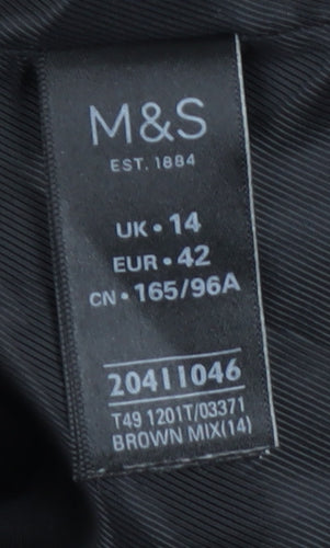 Marks and Spencer Women's Brown Long Check Coat Size 14