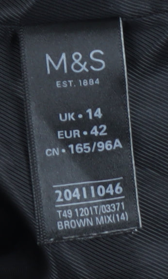 Marks and Spencer Women's Brown Long Check Coat Size 14