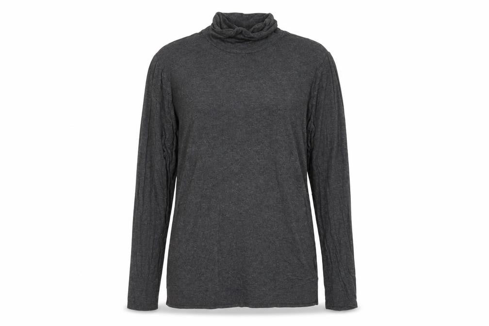 Front view of Abercrombie & Fitch Women's Grey Roll Neck Top M