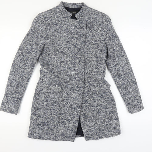 Zara Women's Grey Tweed Coat, Size M, Elegant Overcoat