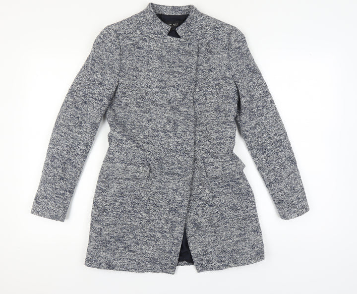 Zara Women's Grey Tweed Coat, Size M, Elegant Overcoat