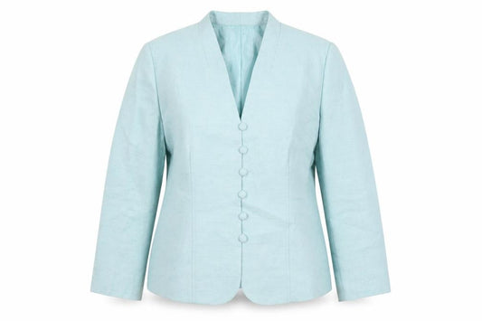 Front view of Eastex Women's Blue Suit Jacket, size 14, Lined