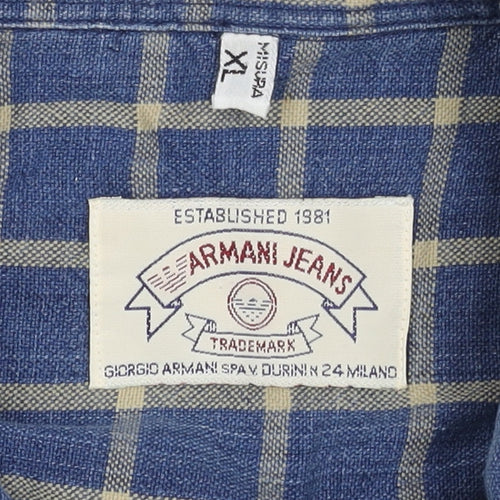 Armani Jeans Men’s XL Blue Check Shirt Button-Up