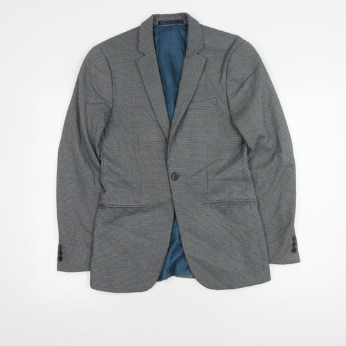 Topman Men's Grey Check Suit Jacket Size 34