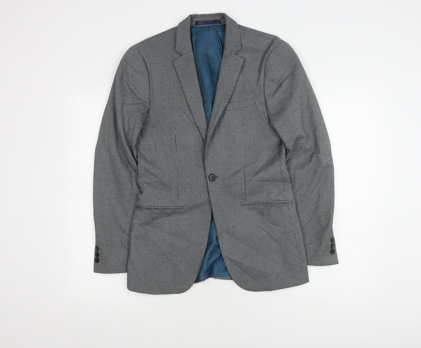 Topman Men's Grey Check Suit Jacket Size 34