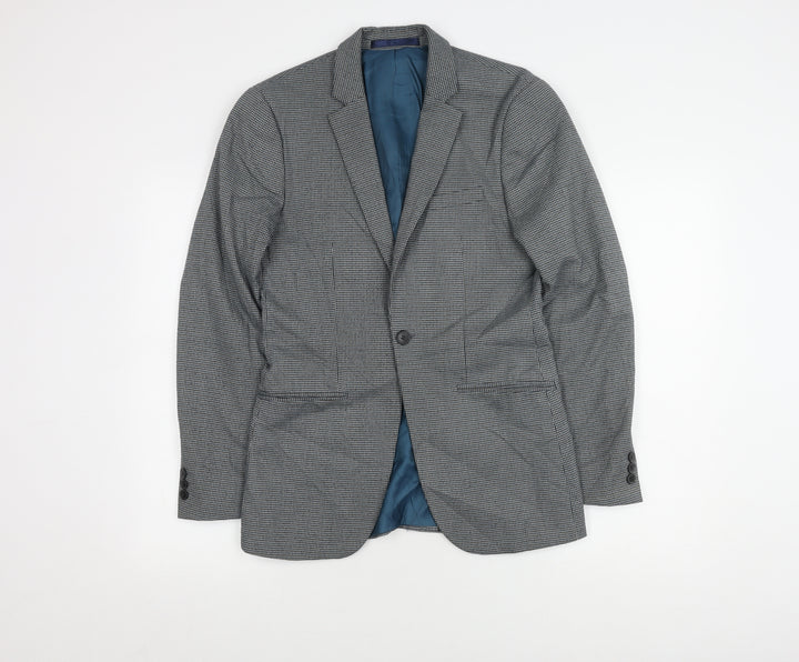 Topman Men's Grey Check Suit Jacket Size 34