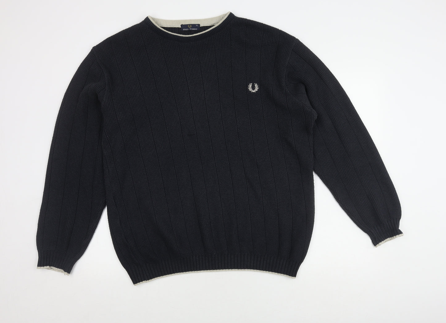 Fred Perry Men's Black Pullover Jumper XL