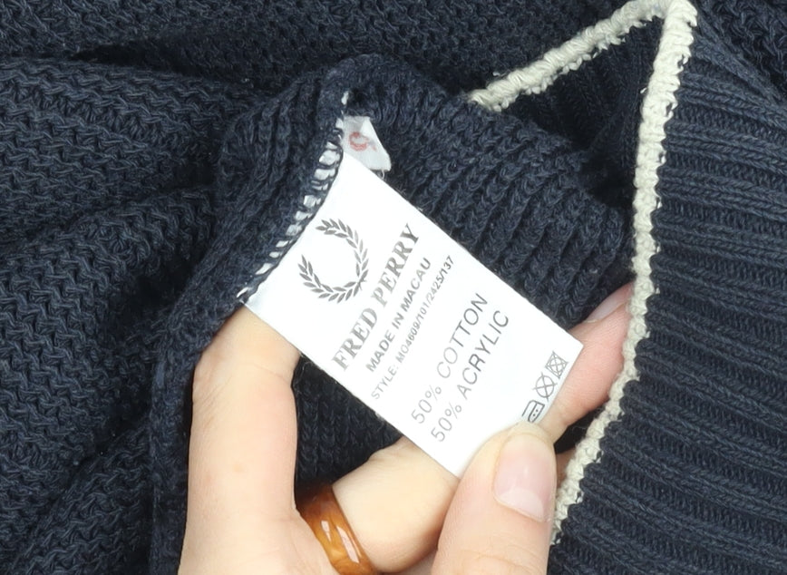 Fred Perry Men's Black Pullover Jumper XL