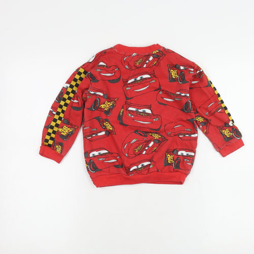 George Boys Red Cars Sweatshirt 3-4 Years Crew Neck