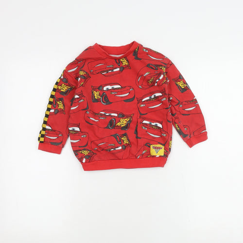 George Boys Red Cars Sweatshirt 3-4 Years Crew Neck