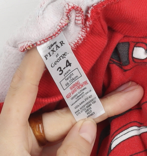 George Boys Red Cars Sweatshirt 3-4 Years Crew Neck