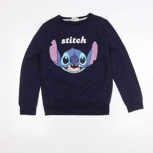 Disney Women's Blue Stitch Sweatshirt 2XS Pullover