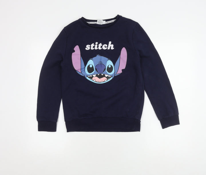 Disney Women's Blue Stitch Sweatshirt 2XS Pullover