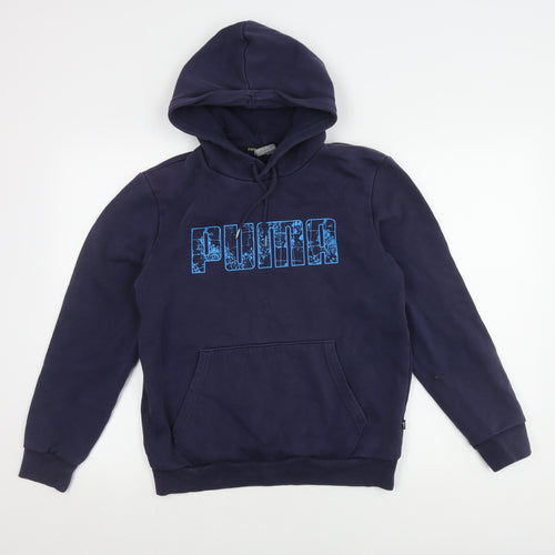 Puma Boys Blue Pullover Hoodie in Size S with Logo
