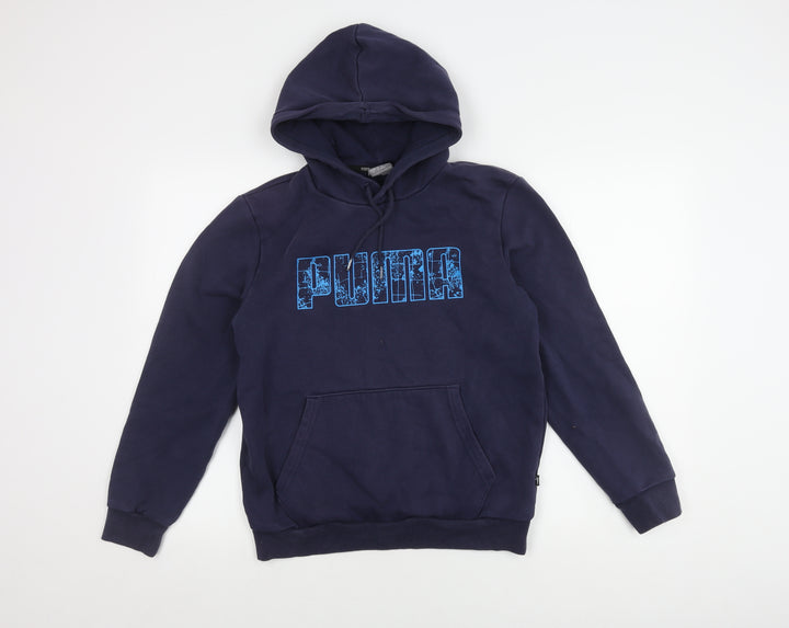Puma Boys Blue Pullover Hoodie in Size S with Logo