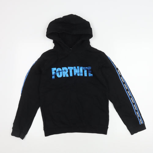 Fortnite Boys Black Hoodie, Pullover, 11-12 Years, Logo