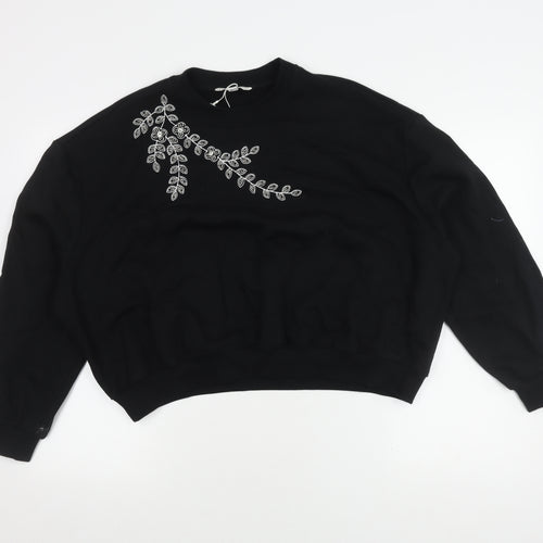Marks and Spencer Women's Black M Embroidered Jumper