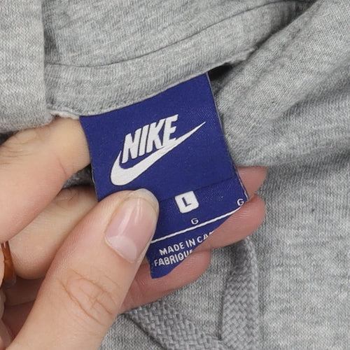 Nike Men's Grey Hoodie L - Logo, Pullover, Hooded, Casual