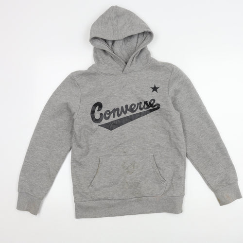 Converse Grey Girls' Pullover Hoodie, Size 12-13 Years, Casual