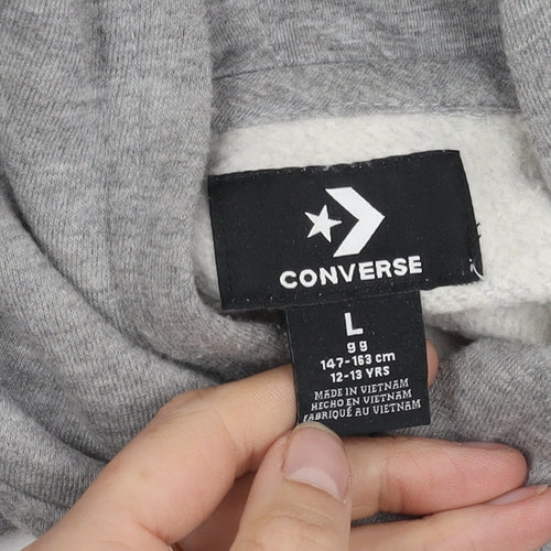 Converse Grey Girls' Pullover Hoodie, Size 12-13 Years, Casual