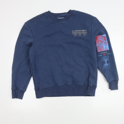 Topman Blue Men's Graphic Print Pullover Sweatshirt M