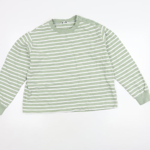 Marks and Spencer Women's Green Striped Pullover Jumper