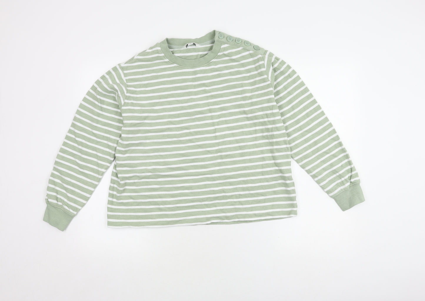 Marks and Spencer Women's Green Striped Pullover Jumper