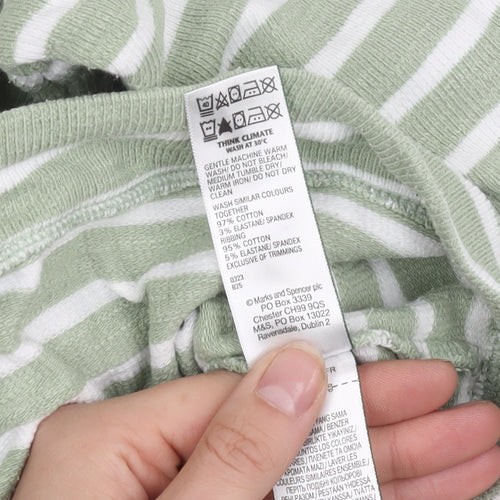 Marks and Spencer Women's Green Striped Pullover Jumper