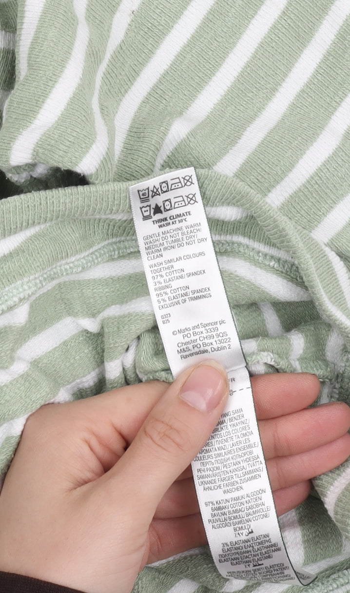 Marks and Spencer Women's Green Striped Pullover Jumper