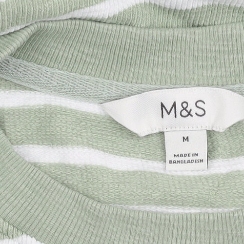 Marks and Spencer Women's Green Striped Pullover Jumper