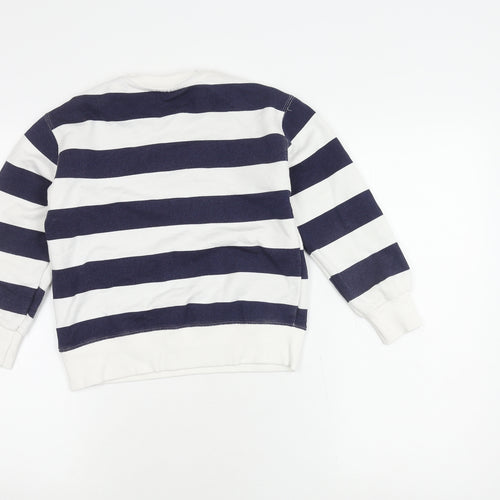 Zara Girls White Striped Sweatshirt, 9 Years, Pullover Style