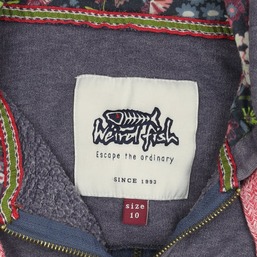 Weird Fish Women's Grey Full Zip Hoodie Size 10