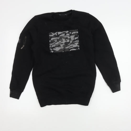 Rascal Boys Black Camouflage Pullover Sweatshirt - Regular Fit