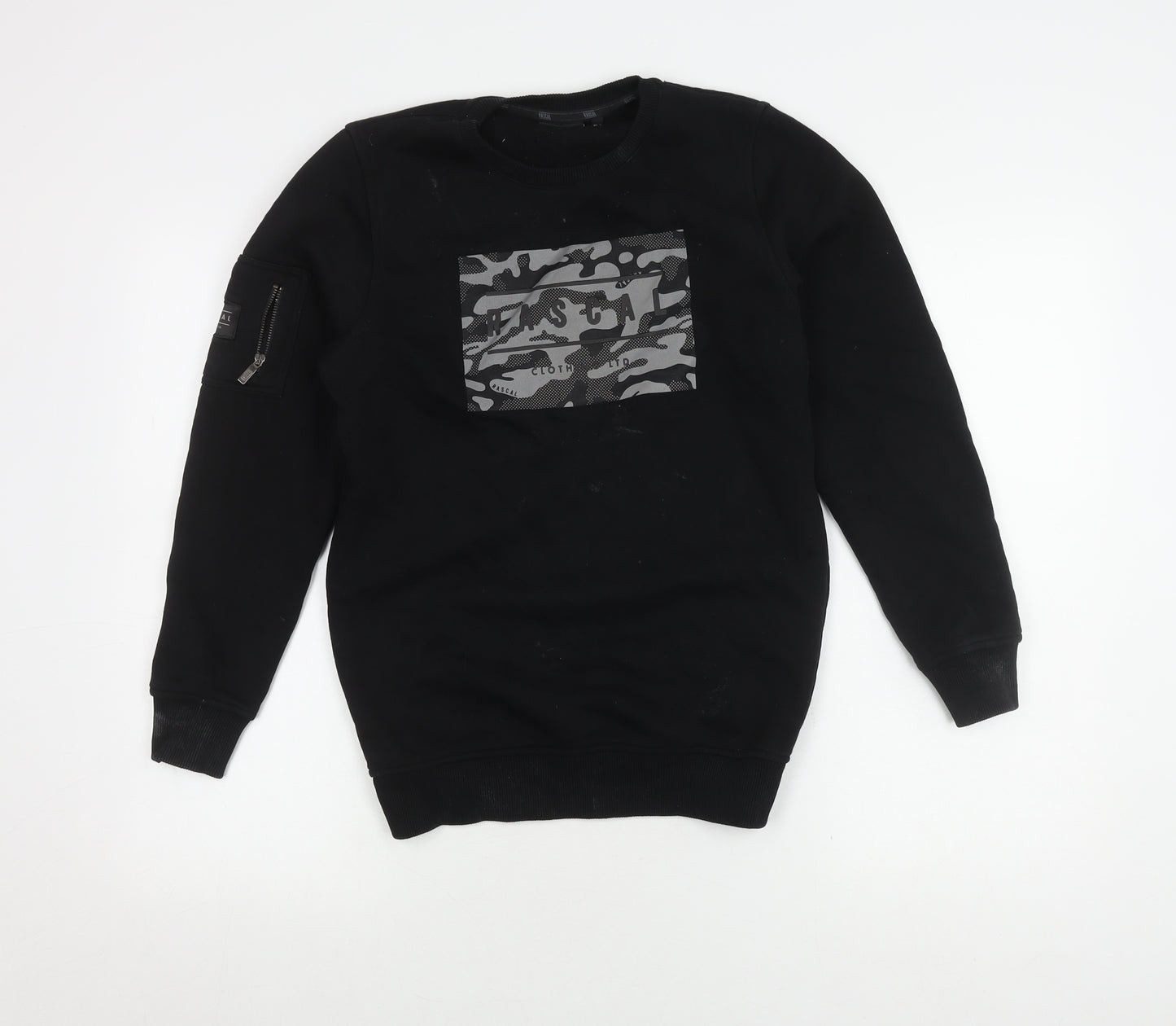 Rascal Boys Black Camouflage Pullover Sweatshirt - Regular Fit
