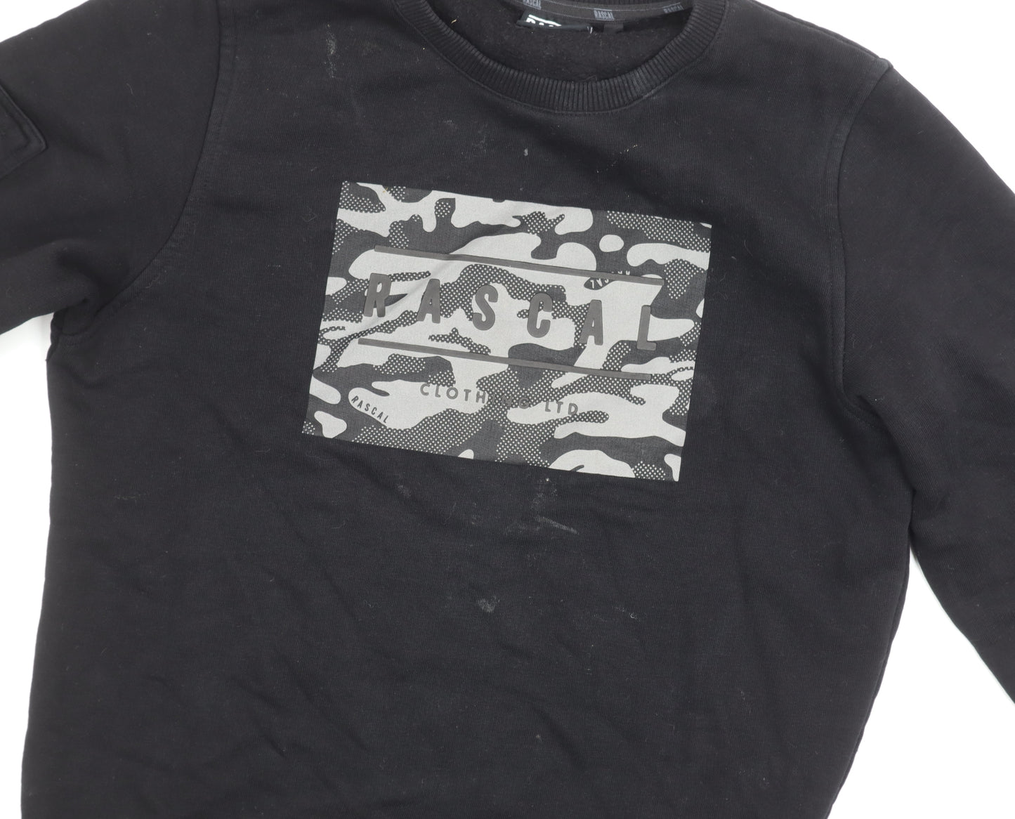 Rascal Boys Black Camouflage Pullover Sweatshirt - Regular Fit