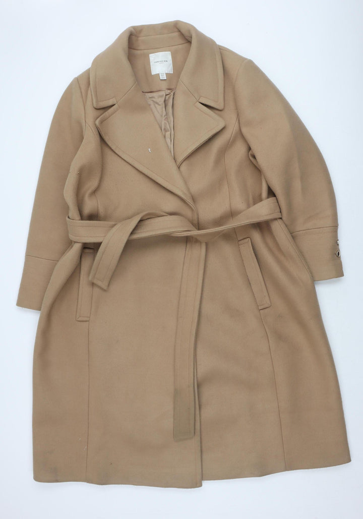Forever New Women's Beige Long Overcoat Size 22