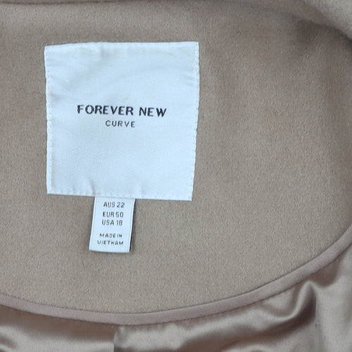 Forever New Women's Beige Long Overcoat Size 22